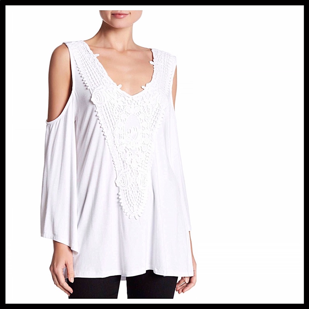 WHITE COLD SHOULDERS KNIT TUNIC SUMMER TOP A3C - Picture 8 of 8